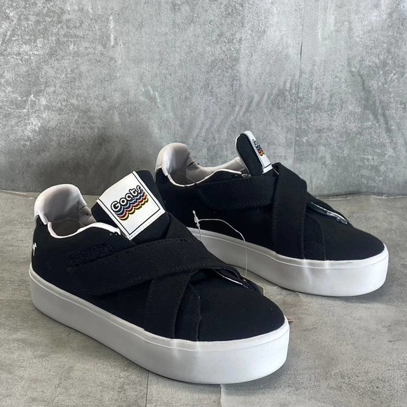 Goats Women's Black Canvas Crisscross Straps Platform Slip-On Sneakers SZ 6 - Picture 2 of 12
